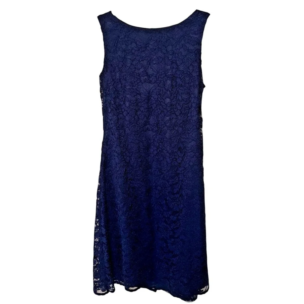 Chaps Dresses | Chaps Navy Blue Lace Sleeveless Dress - Elegant Party Cocktail Size 4 | Color: Blue | Size: 4 | Thrift_With_Mee's Closet